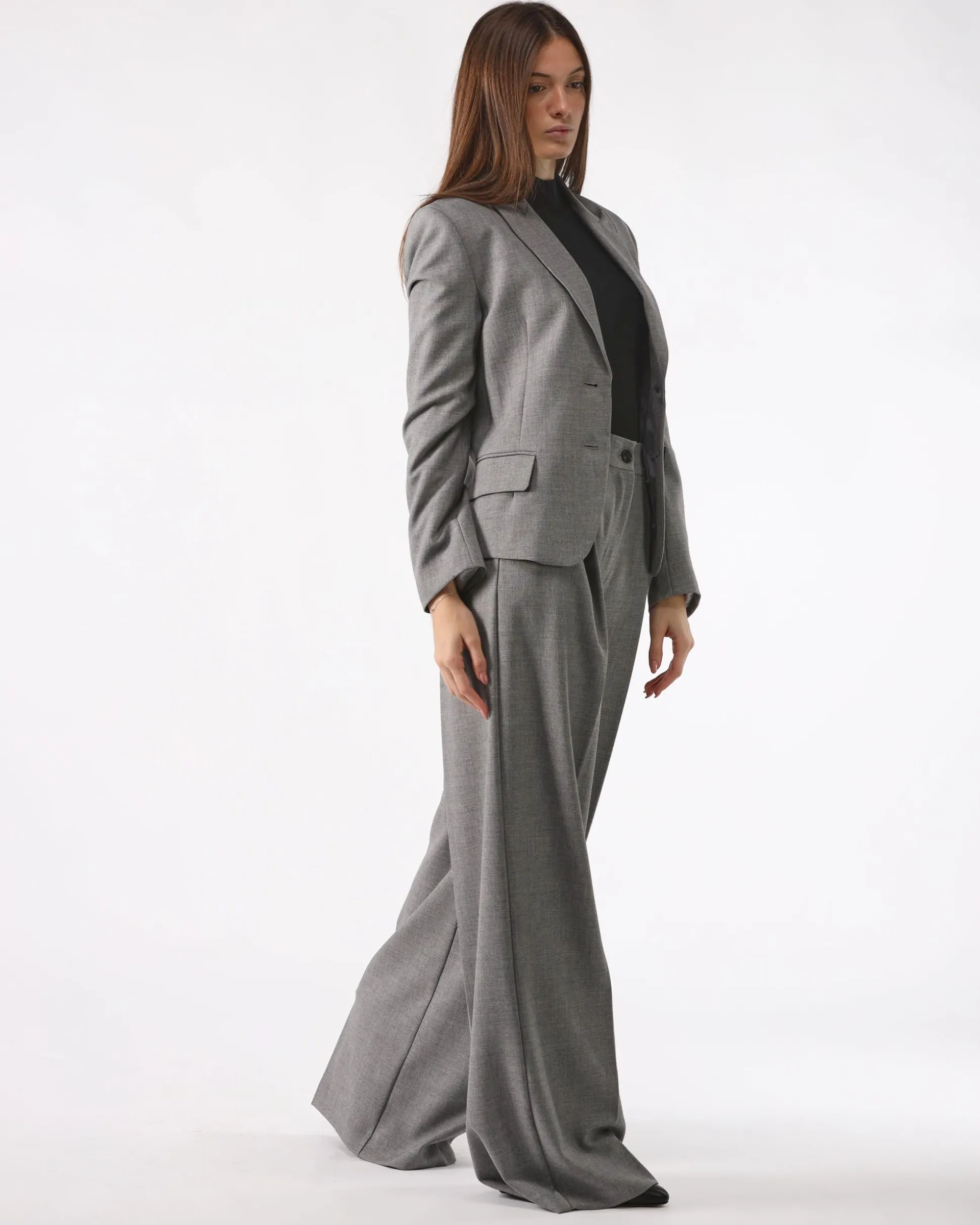 Pantaloni a Palazzo con Pinces Grigio