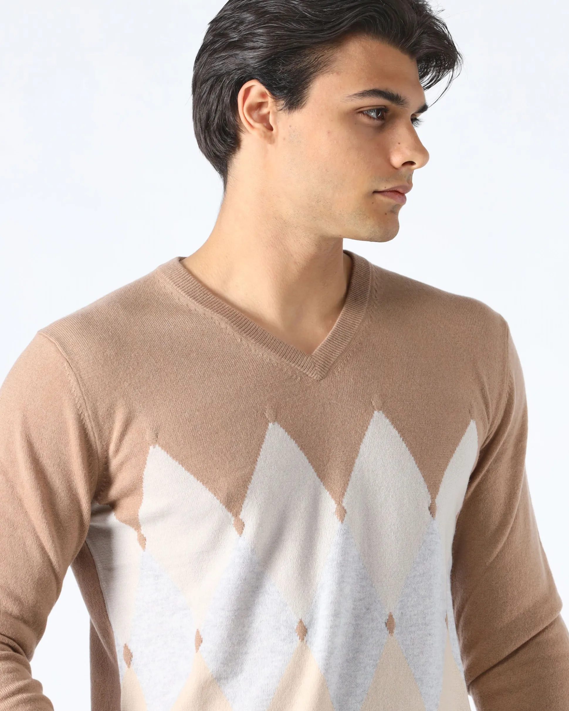 Pullover Scollo V Beige